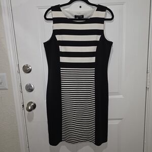 Chic Black and White Striped Dress